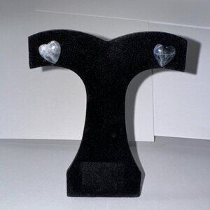 12 Mm Heart Shaped Sodalite Post Earrings